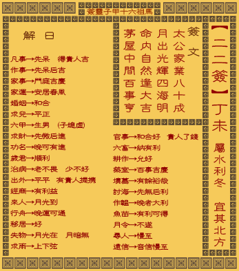妈祖天后灵签第40签和第100签分别预示着什么吉凶？