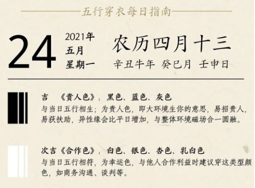 五行穿衣服法则中，五行分别对应什么颜色的衣服？
