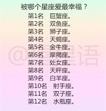 星座配对排行榜（搞笑版）