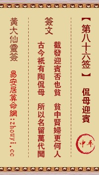 第八十六签黄大仙解签书如何解读？