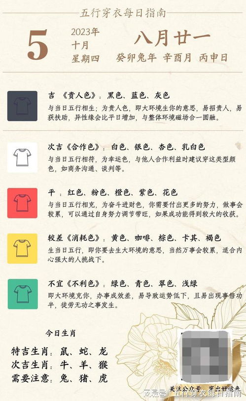 10月5号和6号五行穿衣搭配分别是什么？