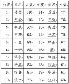 一、 2013年男宝宝名字炎热度排行榜（前十）