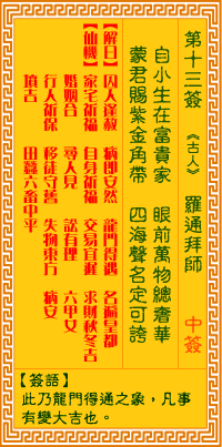 第十三签解签室家事已成，第十签解签全文是什么？