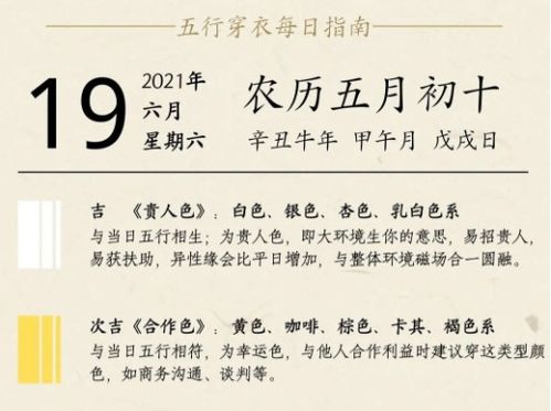 6月19日五行日和8月19日五行日分别应该穿什么衣服？