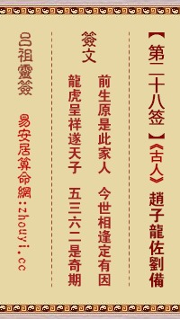 吕祖灵签第28签姻缘签问姻缘，能否揭示我未来的良缘伴侣？