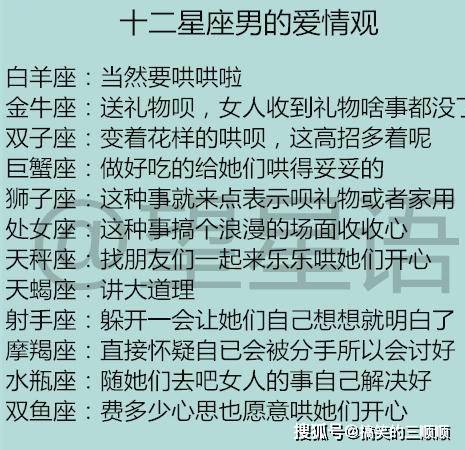 十二星座男人各自的爱情观是怎样的？