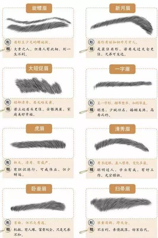 眉毛浓密：