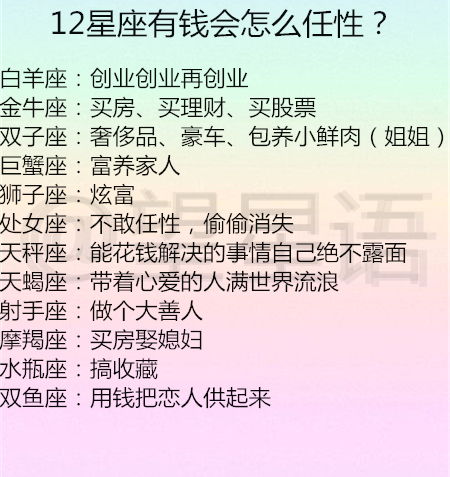 2023年星座女谁最享福有钱？——乱七八糟版