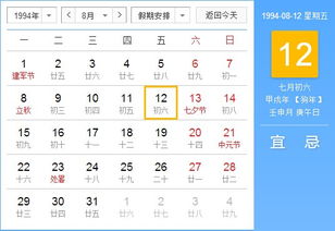 1994年7月14日出生的人，94年7月初九的八字是什么？