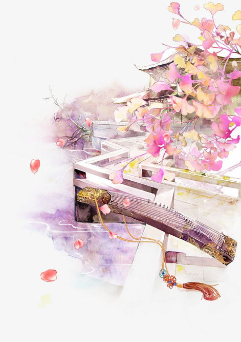 古风水彩画,古风水彩画风景简单素材