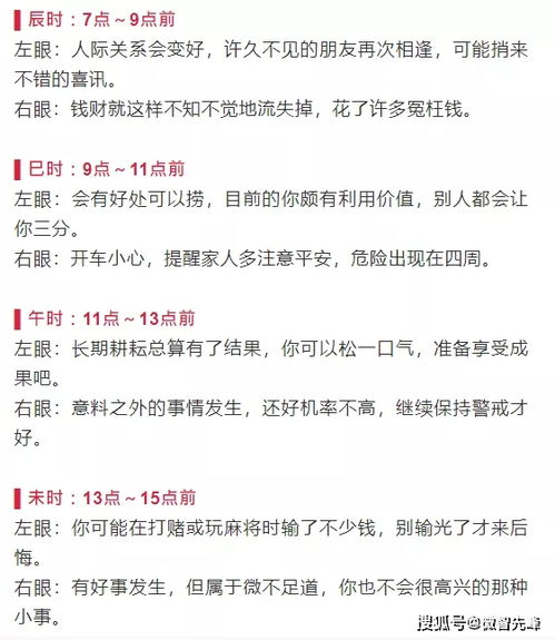 何时眼尾跳动对应吉凶，哪个时辰最关键？