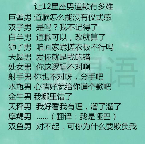 12星座男的认错大戏：谁在演戏谁在哭？